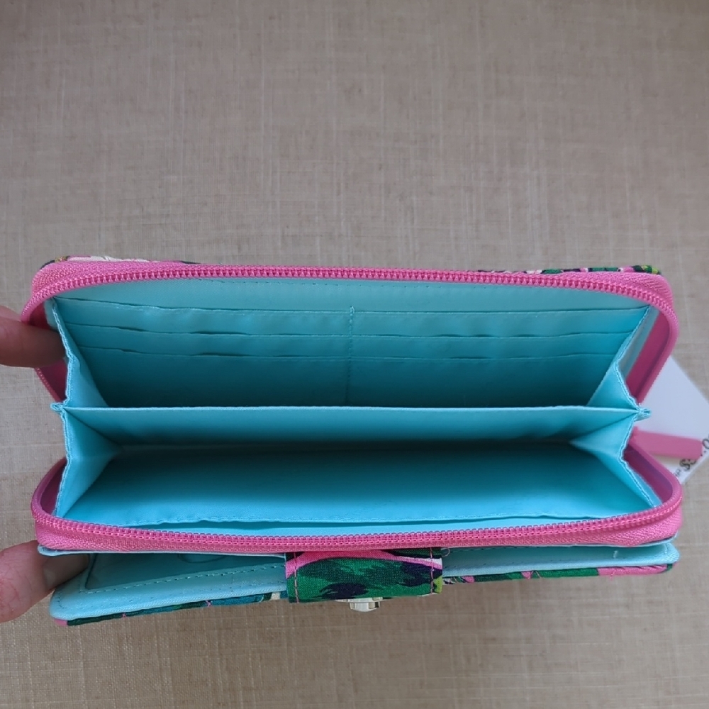 Floral Quilted Wallet - Pink & Green NWT - Picture 5 of 11